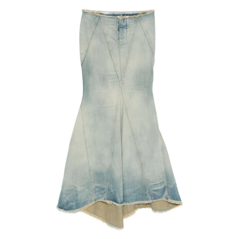 Off-White Minirok Flared Denim Maxi Skirt White