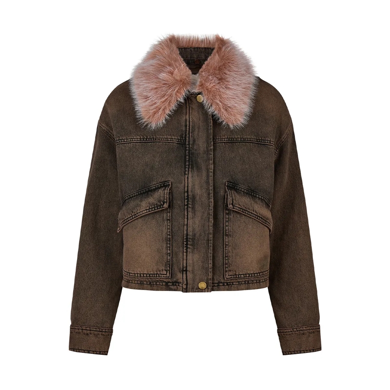 Marc Aurel Jacke Jeansjacke- Rückenpasse- Ärmelmanschette mit Kn braun