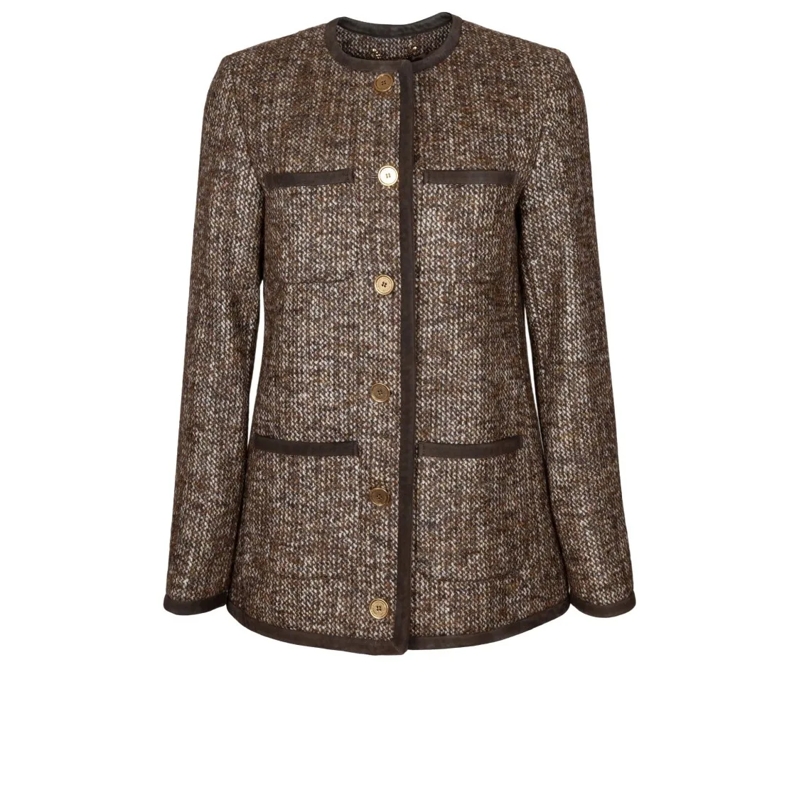 Golden Goose Overgangsjas Coffee  Journay Wool Tweed Jacket Brown