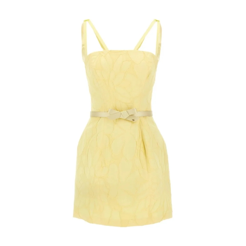 Elisabetta Franchi Mini-jurk Mini Dress With Floral Embossing Yellow