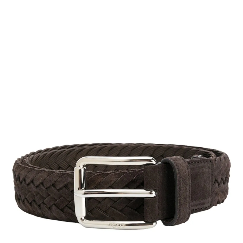 Tod's Riem Braided Brown Leather Belt Black