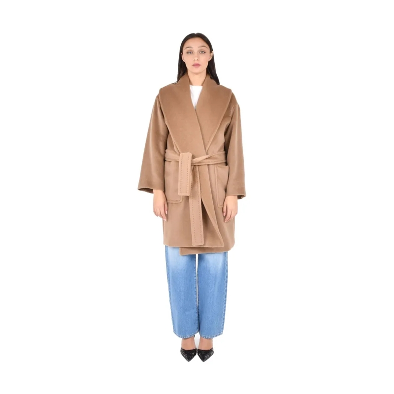 Max Mara Overgangsmantel Oversized Midi Wrap Coat With Shawl Collar Brown
