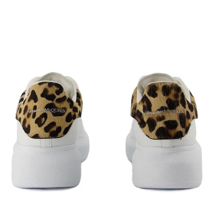 Alexander McQueen Oversized Sneakers Leather White Leopard White Low Top Sneaker