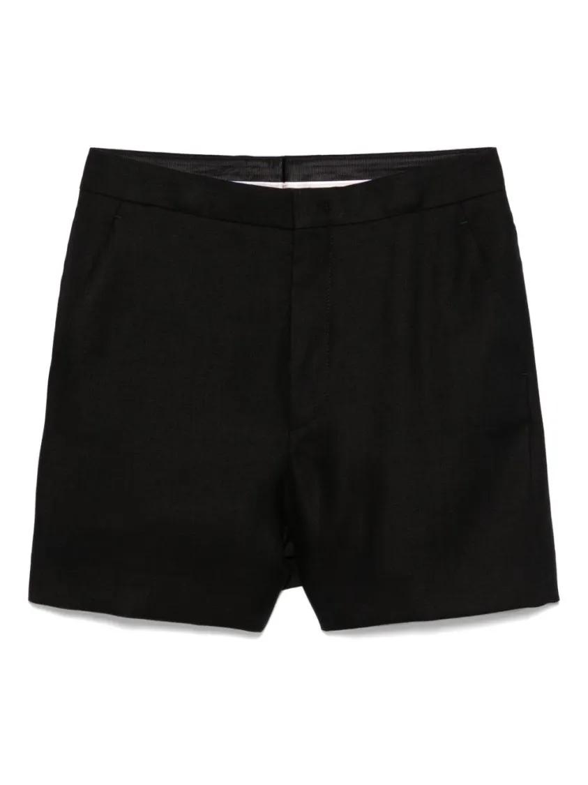 Thumbnail - Tagliatore - Tailored Black Linen Belle Shorts - Größe 40 - schwarz