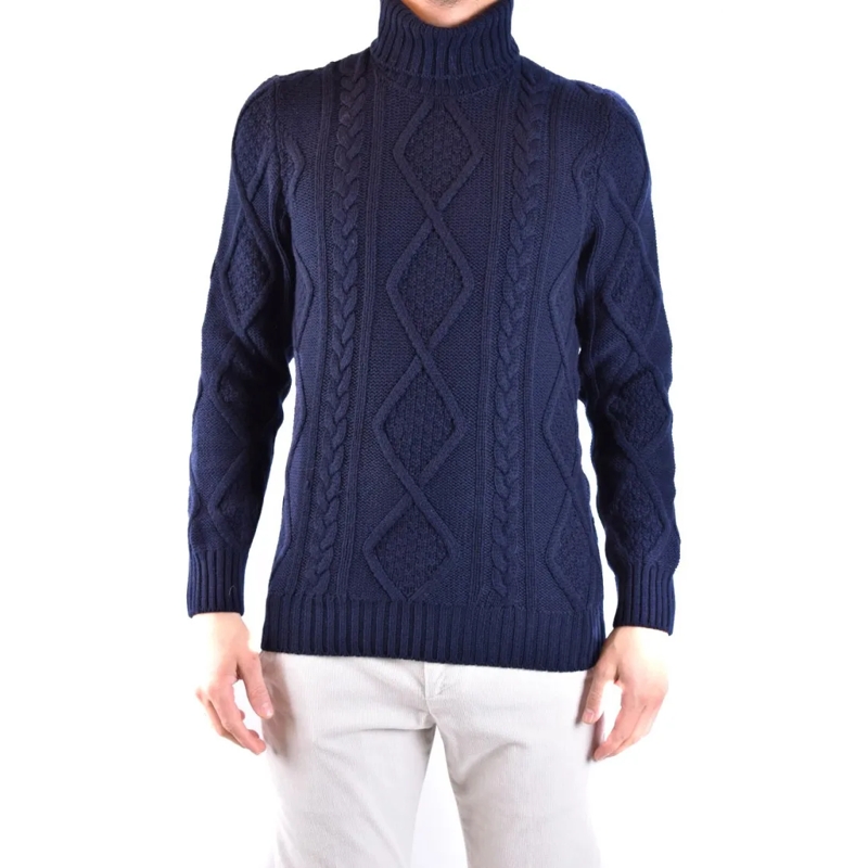 Tagliatore Trui Textured Cable Knit Sweater With High Turtleneck Black