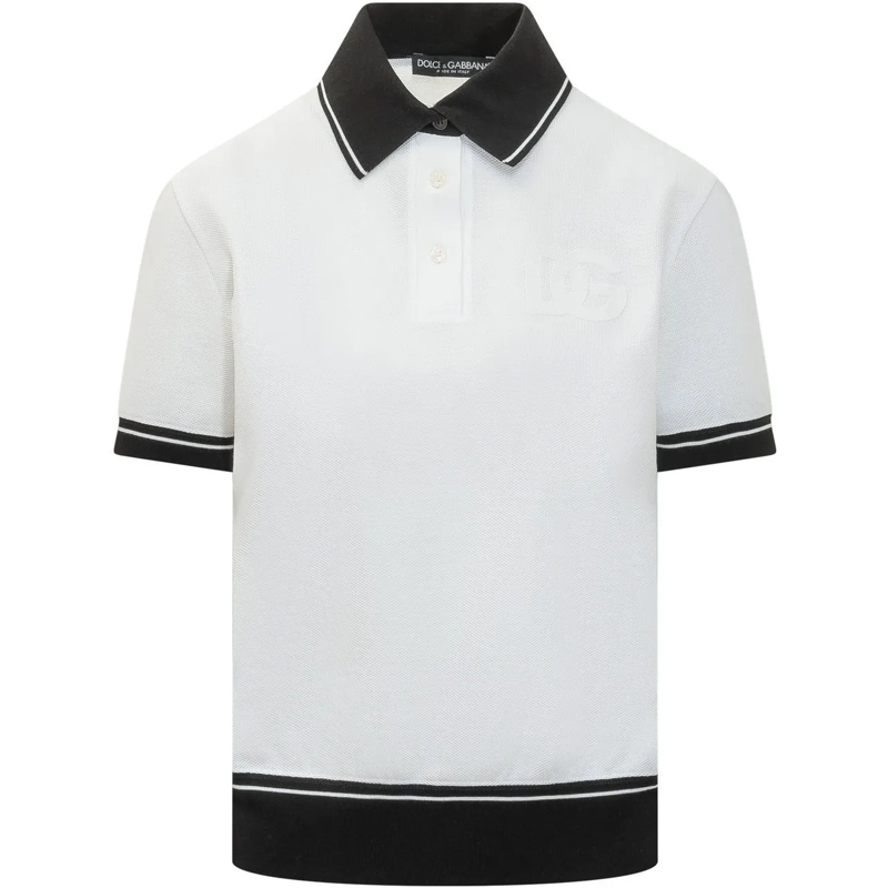 Dolce&Gabbana Polo Polo a Maniche Corte con Colletto a Contrasto weiß