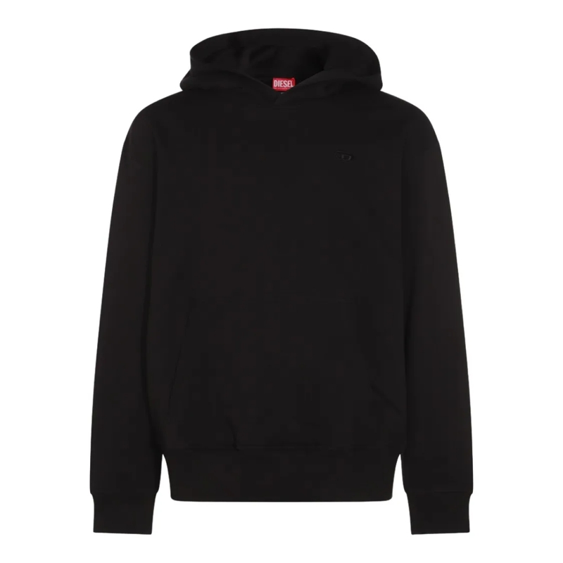 Diesel  Pullover Black Hoodie With Embroidered Logo Black