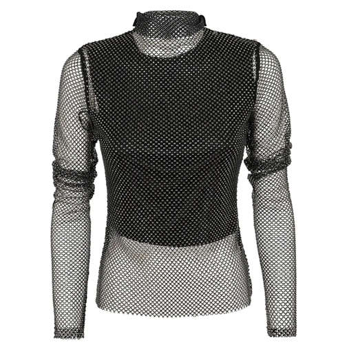 Max Mara Pullover Technical Mesh Shirt With Cropped Jersey Top Black