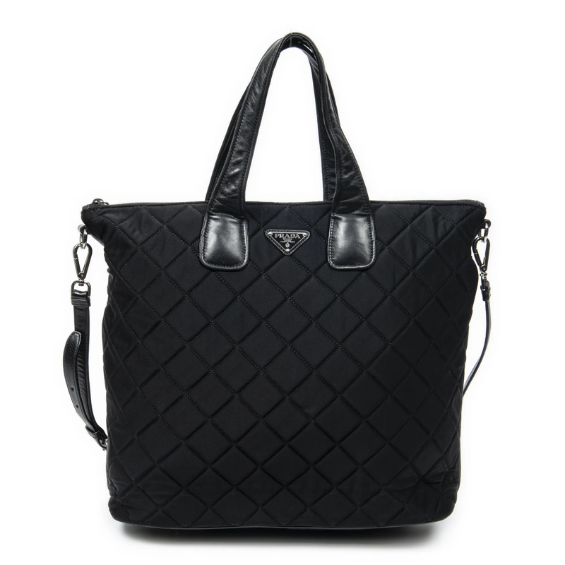 Prada Crossbody Bag Large Impuntu Convertible Tote schwarz