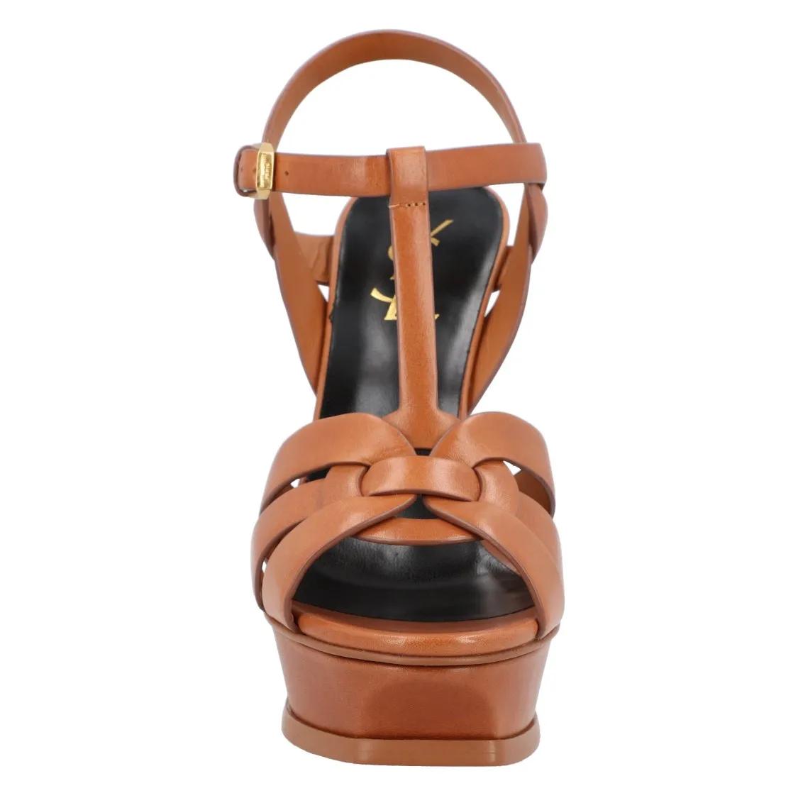 Thumbnail - Saint Laurent Sandalen - Tribute Leather Sandals Brown - Gr. 36,5 (EU) - in Braun - für Damen