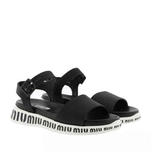Miu Miu Flat Logo Sandals Nylon Black Sandaler