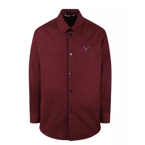 Valentino Rubberised V Detail Stretch Cotton Canvas Shirt Ja Purple 