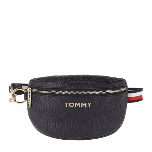 Tommy Hilfiger Iconic Tommy Bumbag Navy Embossed Monogram Crossbody Bag