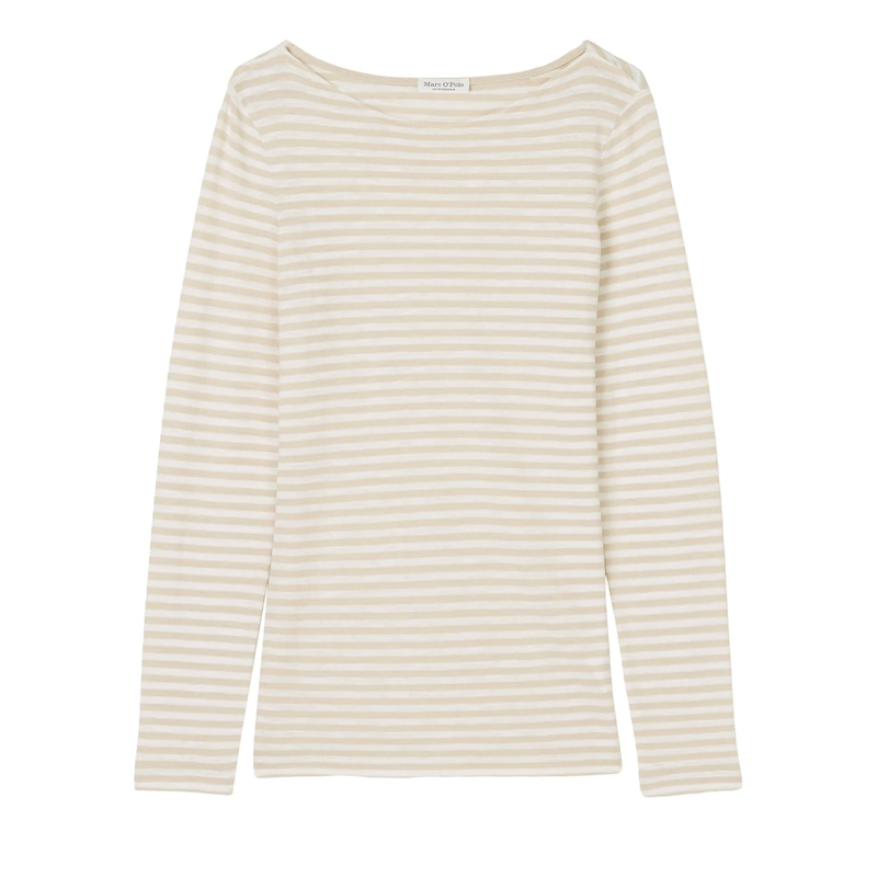Marc O´Polo  T-shirt, long sleeve, boat neck, st multi/off-white