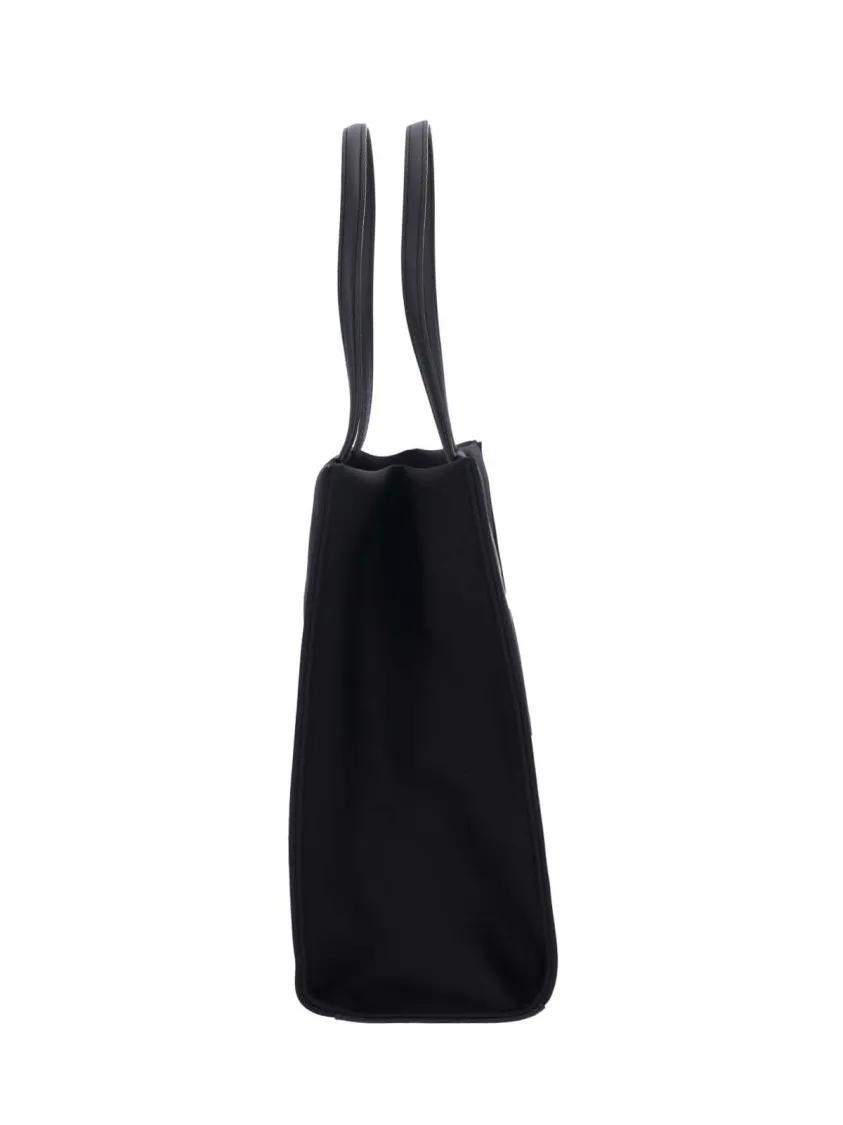 Thumbnail - Tory Burch Shopper & Totes - Rectangular Black Fabric Tote With Leather Patch - Gr. unisize - in Schwarz - für Damen