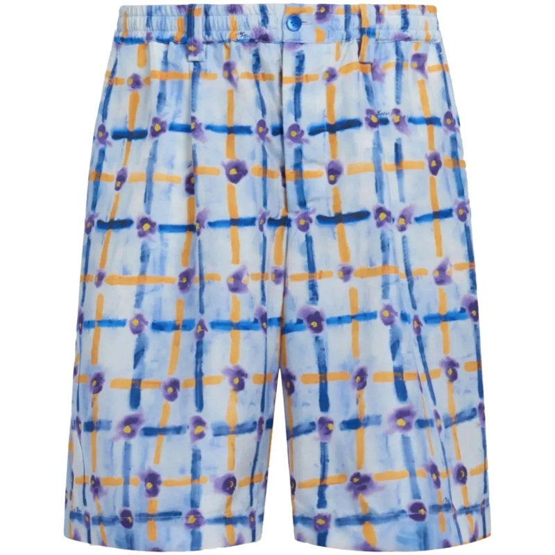 Marni Korte broek Light Blue Habotai Silk Drawstring Shorts With Sar blau