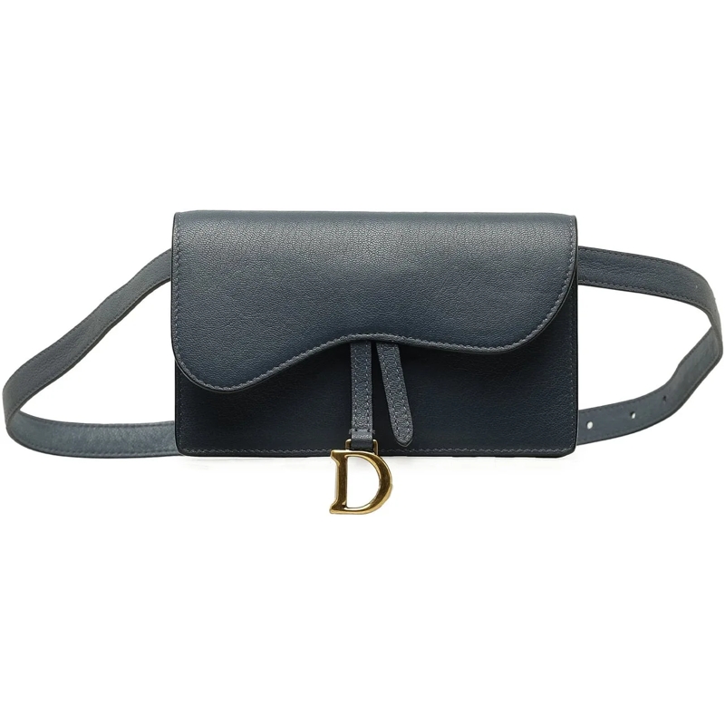 Christian Dior Schultertasche Leather Saddle Belt Bag blau
