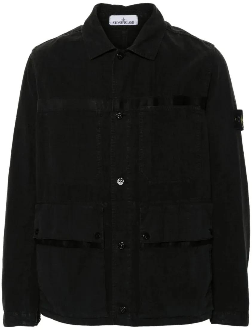 Thumbnail - Stone Island - Compass Badge Shirt Jacket - Größe XL - schwarz