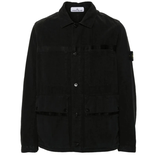 Stone Island Übergangsjacke Compass Badge Shirt Jacket Black