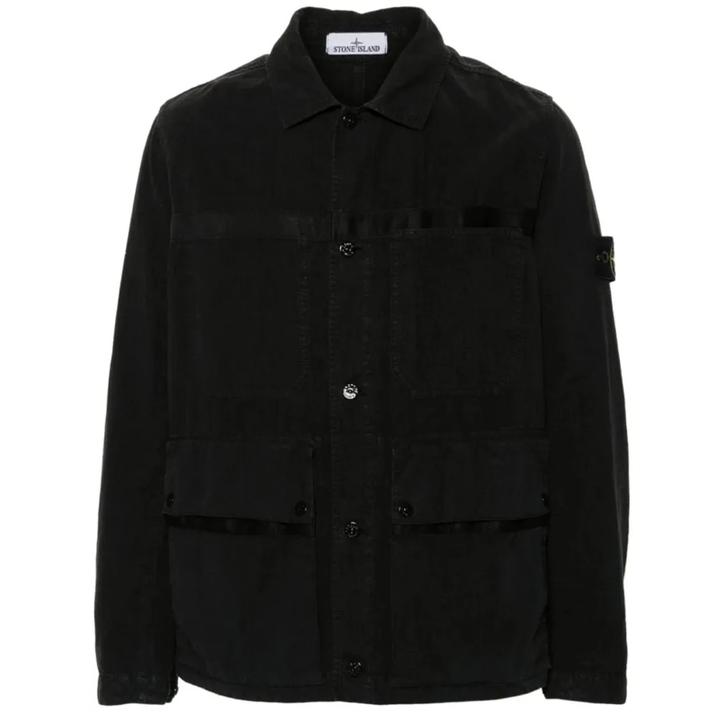 Stone Island Veste de transition Compass Badge Shirt Jacket Black