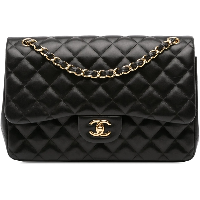 Chanel Sac à bandoulière Jumbo Classic Lambskin Double Flap schwarz