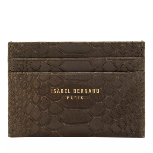 Isabel Bernard Honoré Eve Green Calfskin Leather Card Holder With Snake Print Korthållare