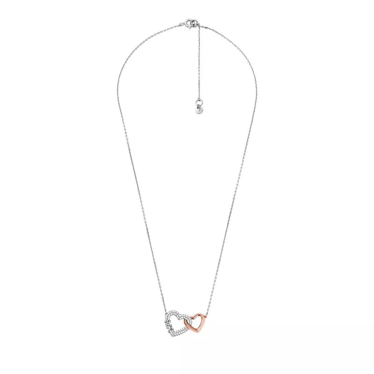 Michael Kors Pavé Interlocking Heart Necklace Silver | Kurze Halskette
