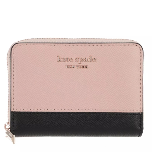 Kate Spade New York Spencer Saffiano Leather Zip Card Case Warm Beige Black Portafoglio con cerniera