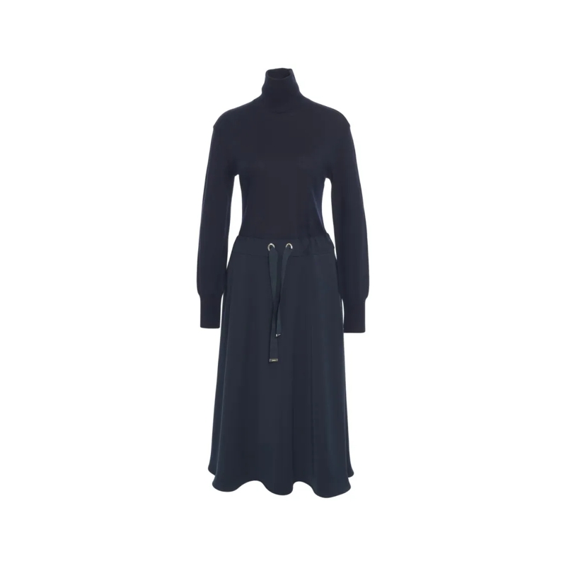 Herno  Maxi Dress With High Collar And Adjustable Waist Black