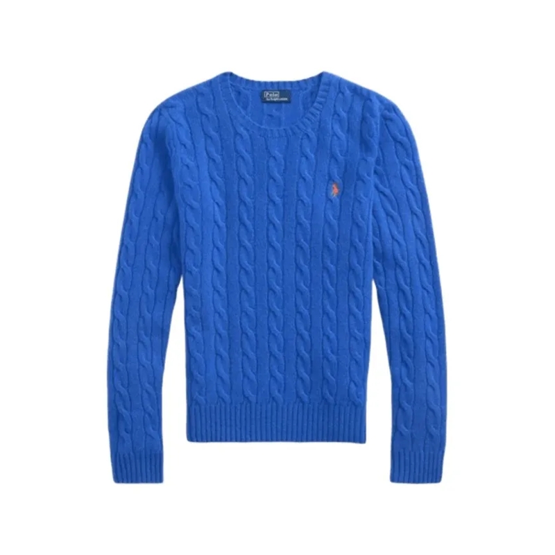 Polo Ralph Lauren  Lapis Blue Slim Fit Cable Knit Sweatshirt Blue