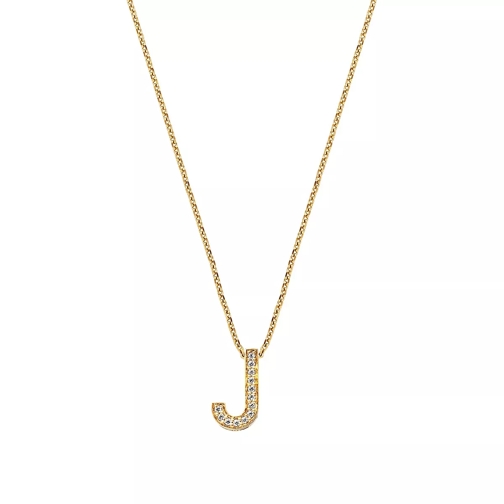 BELORO Necklace Letter J Zirconia Gold-Plated Short Necklace