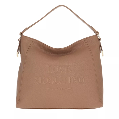 Love Moschino Logo Engraved Shoulder Bag Cammello Satchel