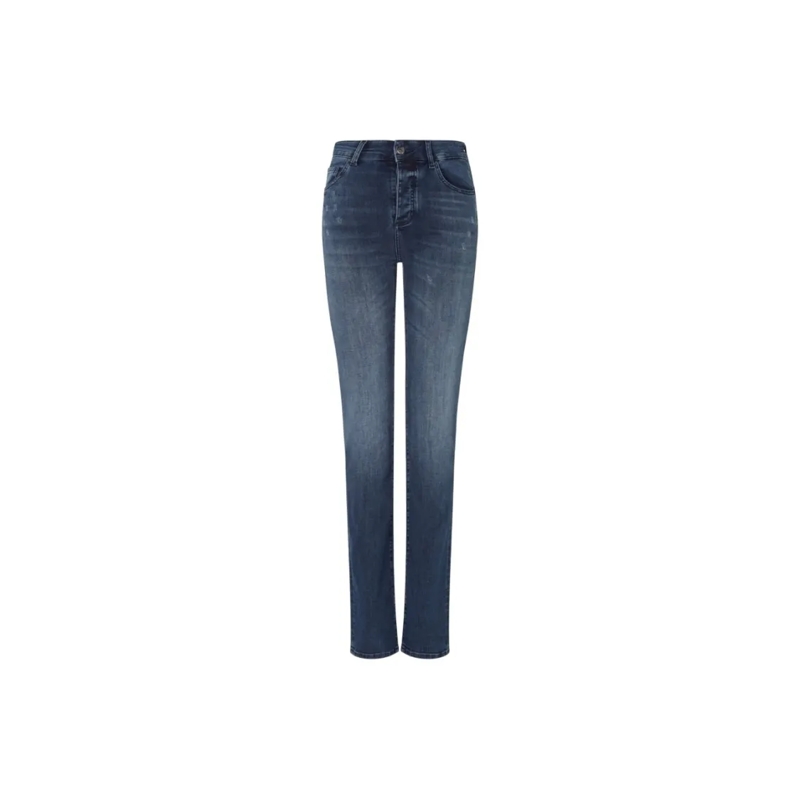 Armani Exchange Jeans Straight-Leg Blue Jeans With Subtle Whiskering Blue