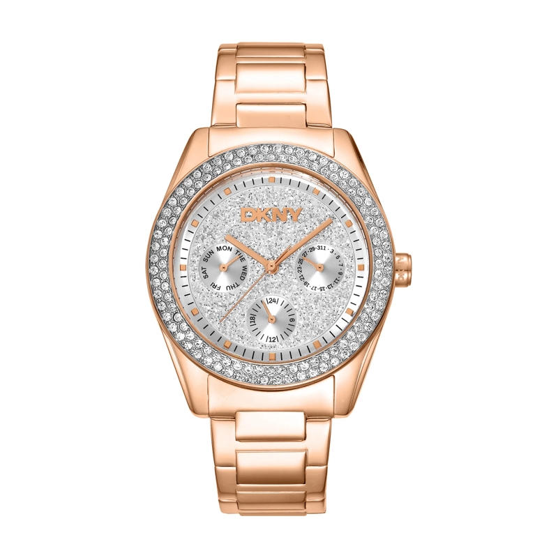 DKNY Automatikuhr Quarzuhr Chambers Multi Glitz rose