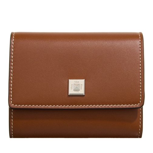 Max Mara Compact Wallet Ambra Marrone Tri-Fold Portemonnee