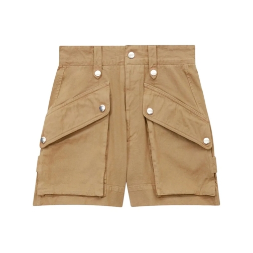 Etoile Isabel Marant Brown High-Waisted Cotton Shorts Brown Casual Shorts