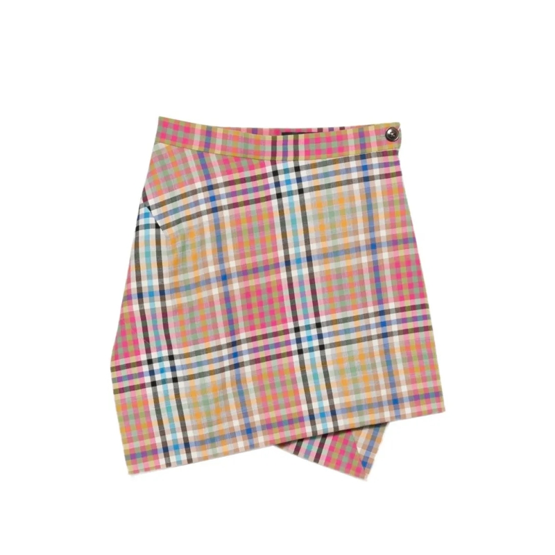 Vivienne Westwood Minirock Multicolored Plaid Asymmetrical Wrap Skirt With Ta Multicolor