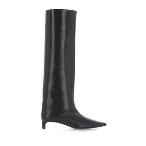 Jil Sander Black Leather Kneehigh Boots Black Stivale