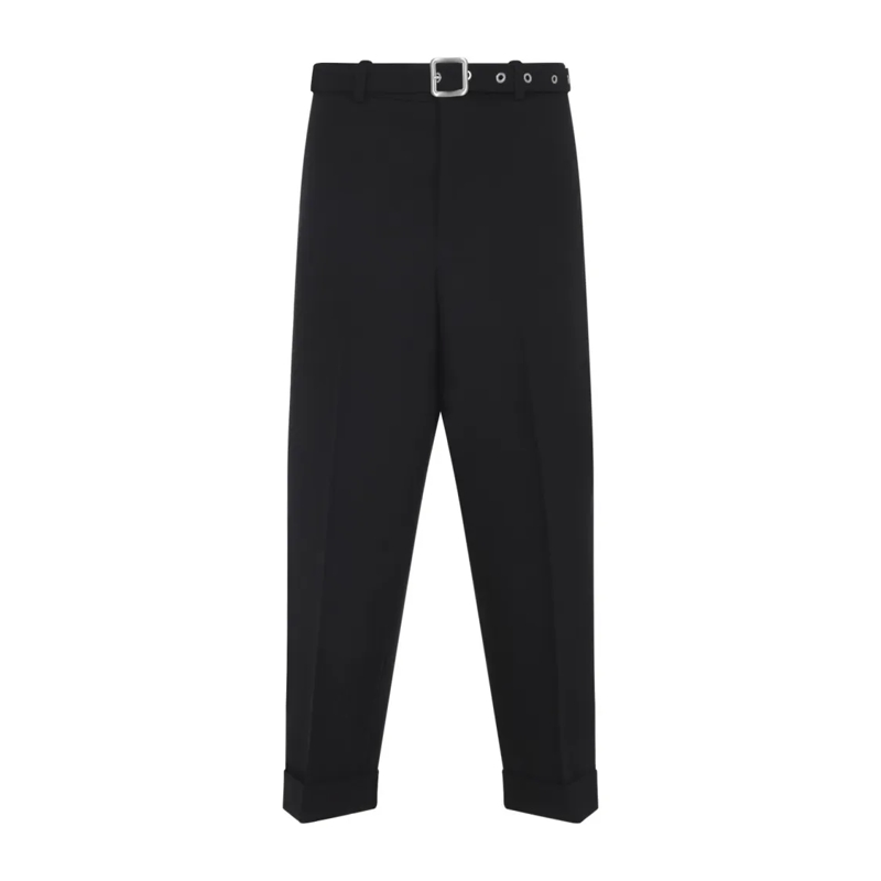 Jil Sander Pantalon Tailored Straight-Leg Trousers With Cuffed Hem Black