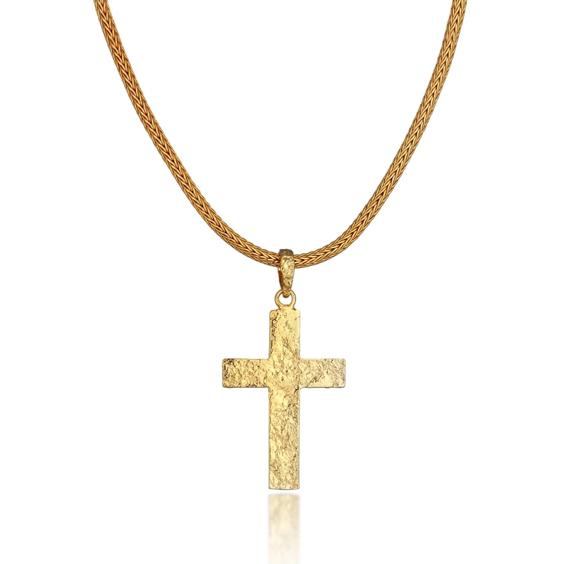 Kuzzoi Mittellange Halskette Halskette Herren Kreuz Oxidiert Massiv 925 Sterlin gold