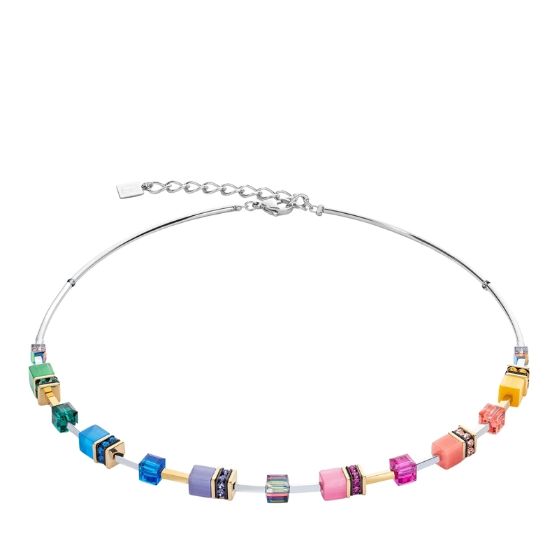 COEUR DE LION Mittellange Halskette GeoCUBE® Iconic Lite Halskette bunt