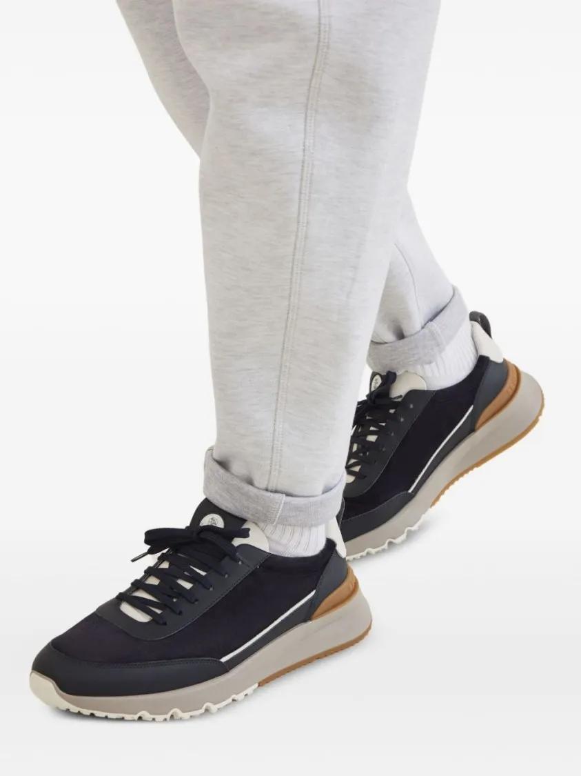 Thumbnail - Brunello Cucinelli Low-Top Sneaker - Suede And Smooth Material Flat Shoes With Contrast - Gr. 44 (EU) - in Schwarz - für...