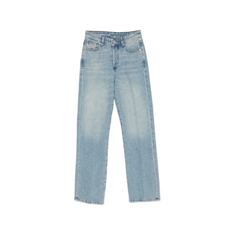 Diesel Jeans Light Blue Straight-Leg Jeans With Logo Detail Blue