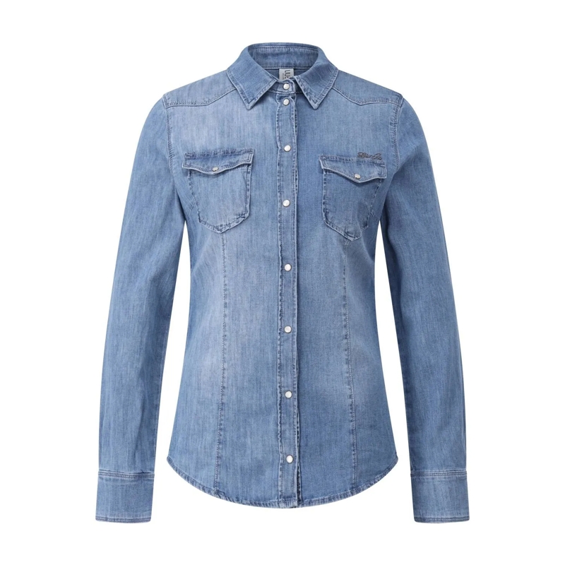 LIU JO Blouse Tailliertes Jeanshemd Blau