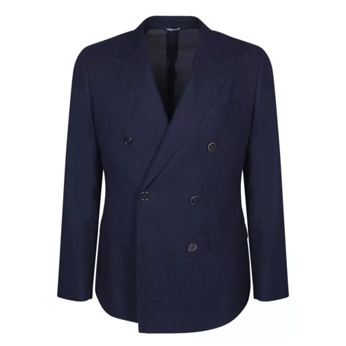 Dolce&Gabbana Double-Breasted Hopsack Jacket Blue 