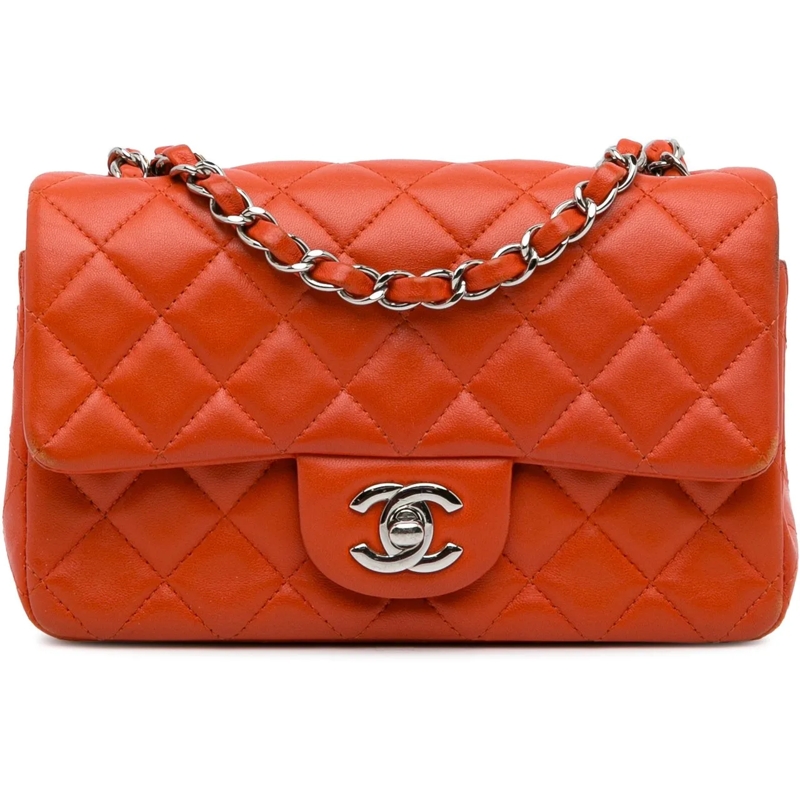 Chanel Schultertasche Mini Rectangular Classic Lambskin Single Flap orange