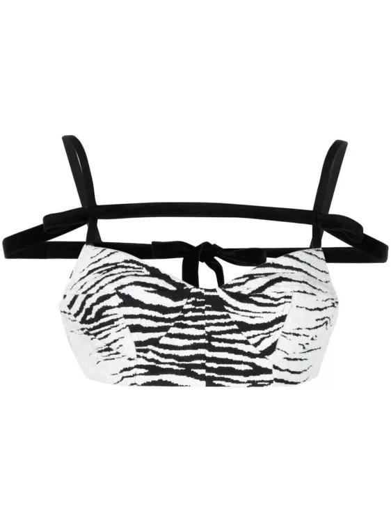 The Attico - Zebra-Print Cropped Top - Größe 42 - black