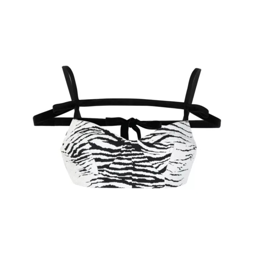 The Attico  Zebra-Print Cropped Top Black