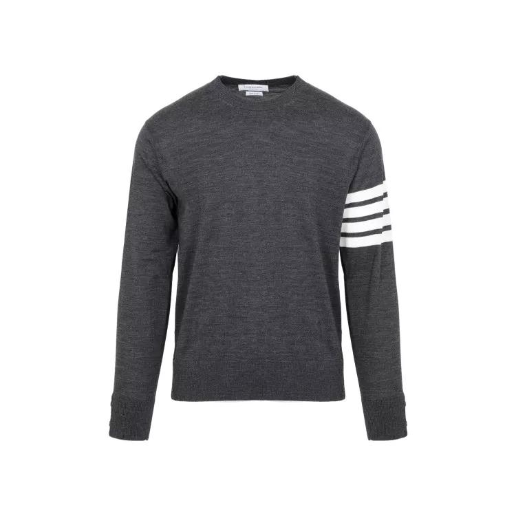 Thom Browne - Dark Gray Wool 4-Bar Pullover - Größe 5 - gray