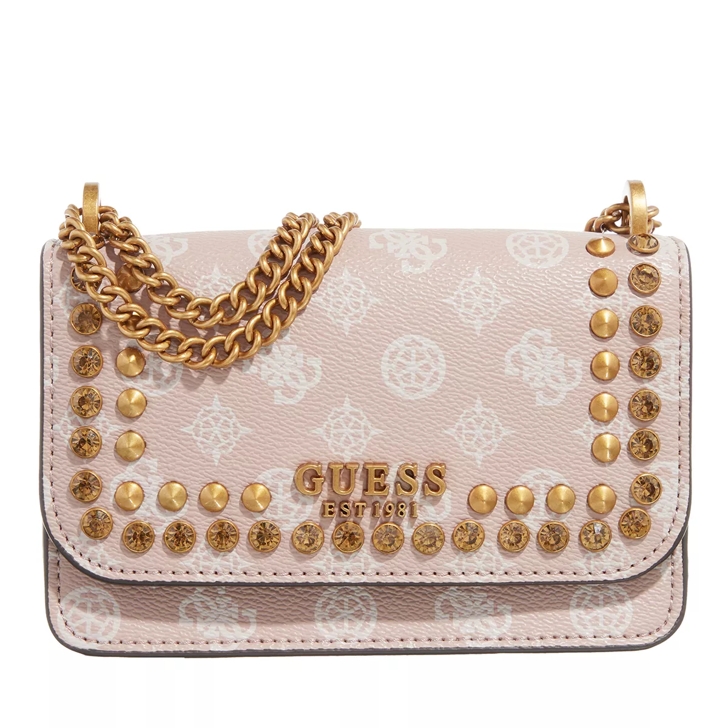 Guess Fynna Mini Convrtbl Crsbdy Flp Light Rose Logo Crossbody Bag